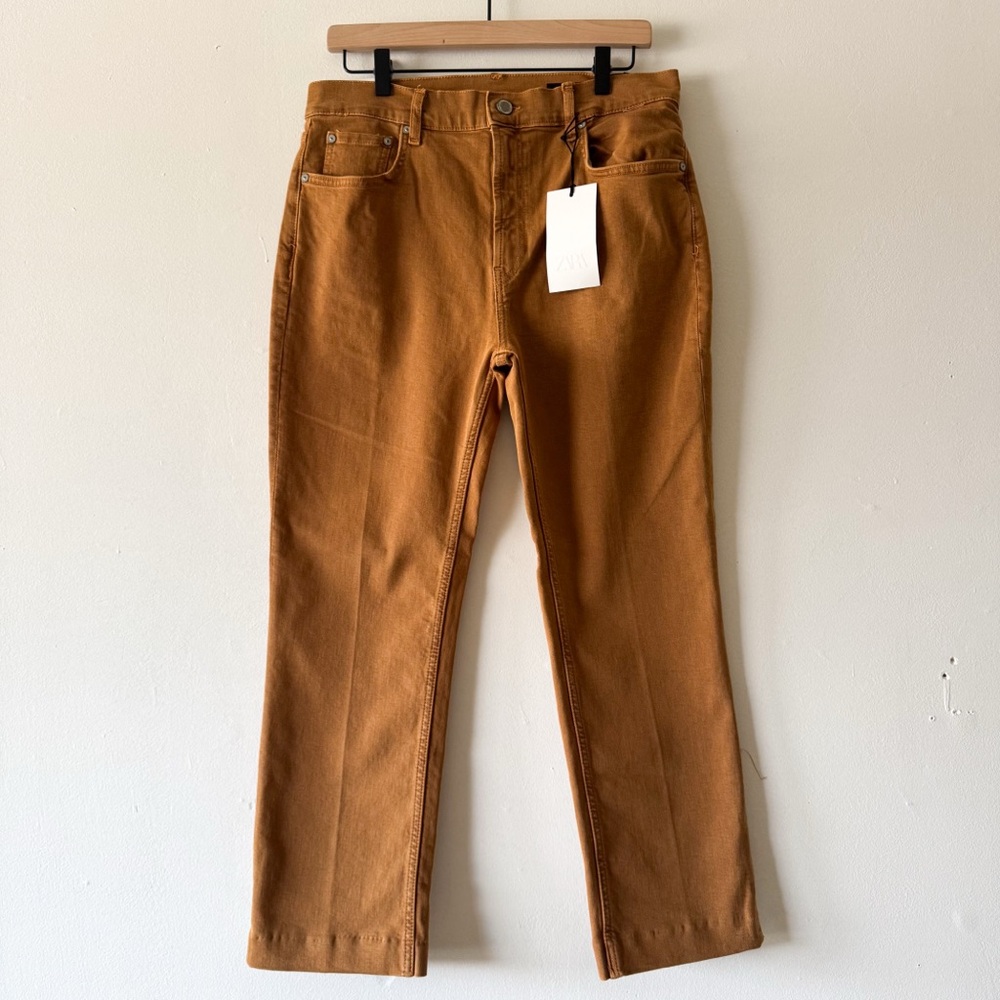 Zara Women's High Rise Bootcut Brown Cropped Flare Jeans Size 10 - Picture 3 of 12